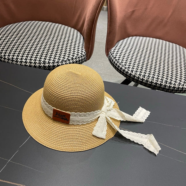 DIOR 26S STRAW SUN HAT WITH LACE RIBBON TRIM STYLE 138