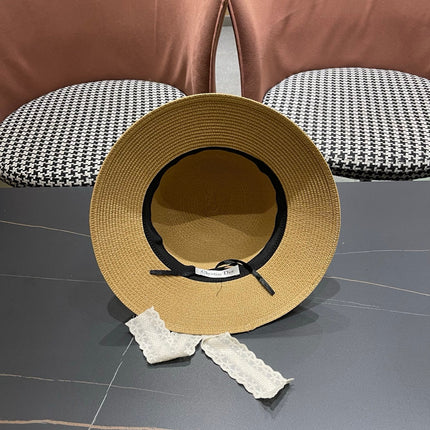 DIOR 26S STRAW SUN HAT WITH LACE RIBBON TRIM STYLE 138