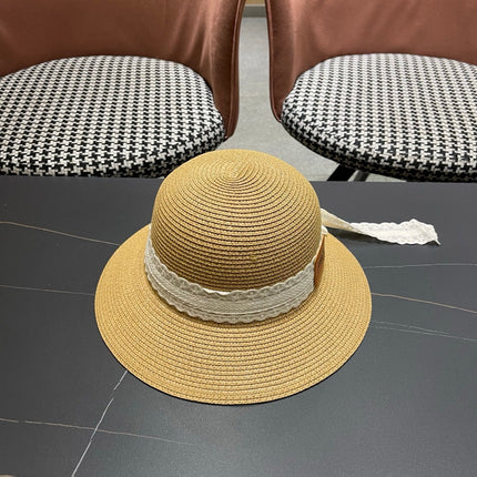 DIOR 26S STRAW SUN HAT WITH LACE RIBBON TRIM STYLE 138