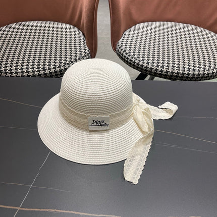 DIOR 26S STRAW SUN HAT WITH LACE RIBBON TRIM STYLE 137