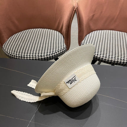 DIOR 26S STRAW SUN HAT WITH LACE RIBBON TRIM STYLE 137