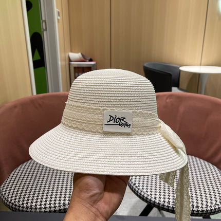 DIOR 26S STRAW SUN HAT WITH LACE RIBBON TRIM STYLE 137