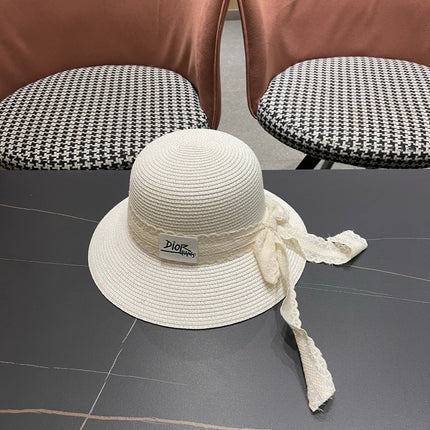 DIOR 26S STRAW SUN HAT WITH LACE RIBBON TRIM STYLE 137