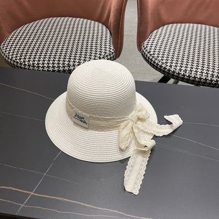 DIOR 26S STRAW SUN HAT WITH LACE RIBBON TRIM STYLE 137