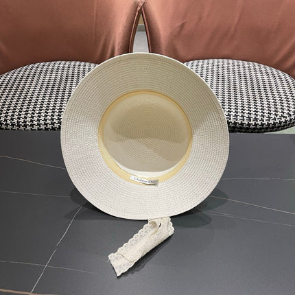 DIOR 26S STRAW SUN HAT WITH LACE RIBBON TRIM STYLE 137