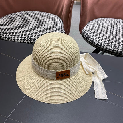 DIOR 26S STRAW SUN HAT WITH LACE RIBBON TRIM STYLE 135
