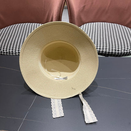 DIOR 26S STRAW SUN HAT WITH LACE RIBBON TRIM STYLE 135