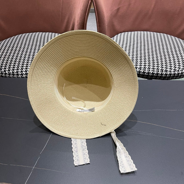 DIOR 26S STRAW SUN HAT WITH LACE RIBBON TRIM STYLE 135