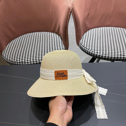 DIOR 26S STRAW SUN HAT WITH LACE RIBBON TRIM STYLE 135