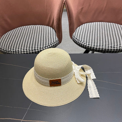 DIOR 26S STRAW SUN HAT WITH LACE RIBBON TRIM STYLE 135