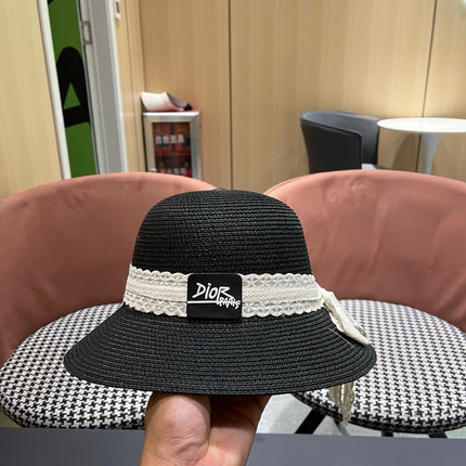 DIOR 26S STRAW SUN HAT WITH LACE RIBBON TRIM STYLE 136