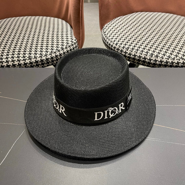 DIOR 26S LOGO STRAW BOATER HAT STYLE 22