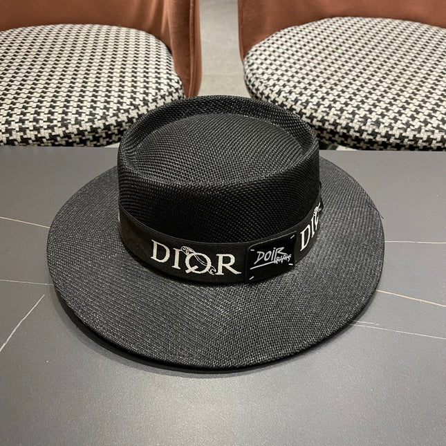 DIOR 26S LOGO STRAW BOATER HAT STYLE 22