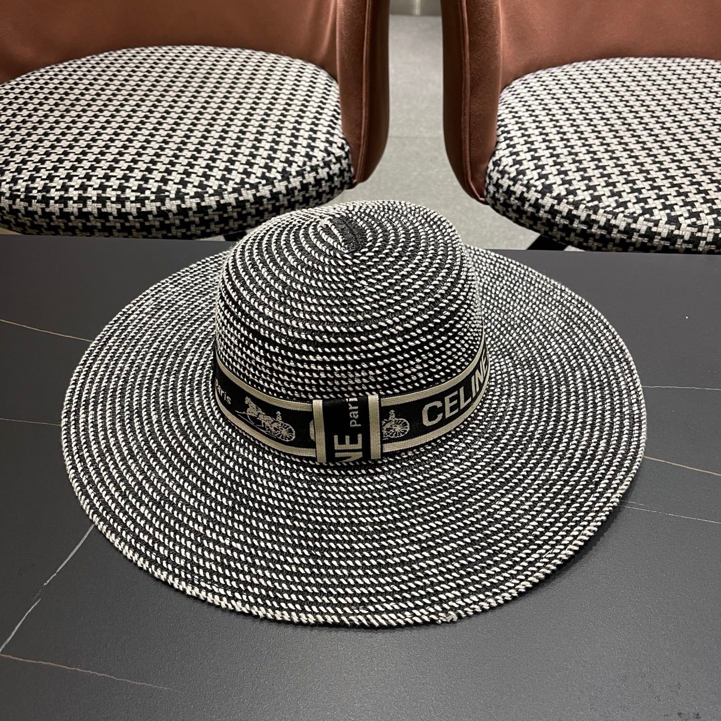 CELINE 26S WIDE BRIM STRAW SUN HAT STYLE 226