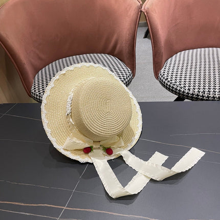 DIOR 26S LACE TRIM STRAW SUN HAT STYLE 198