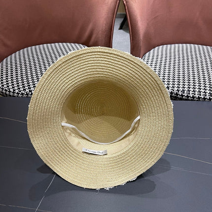 DIOR 26S LACE TRIM STRAW SUN HAT STYLE 198