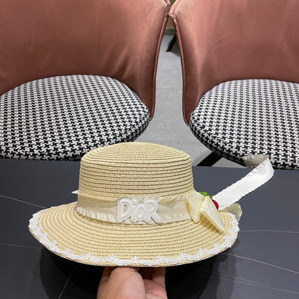 DIOR 26S LACE TRIM STRAW SUN HAT STYLE 198
