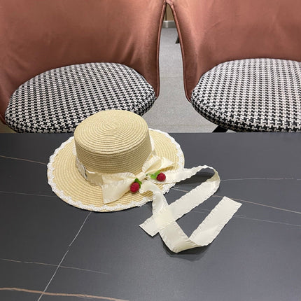 DIOR 26S LACE TRIM STRAW SUN HAT STYLE 198