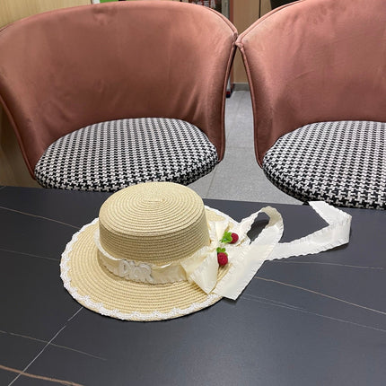DIOR 26S LACE TRIM STRAW SUN HAT STYLE 198