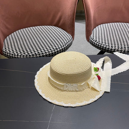 DIOR 26S LACE TRIM STRAW SUN HAT STYLE 198