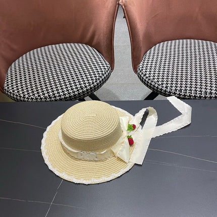 DIOR 26S LACE TRIM STRAW SUN HAT STYLE 198