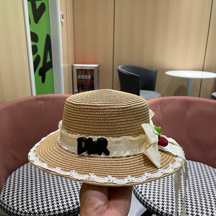 DIOR 26S LACE TRIM STRAW SUN HAT STYLE 197