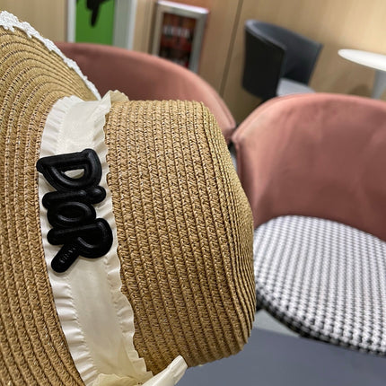 DIOR 26S LACE TRIM STRAW SUN HAT STYLE 197