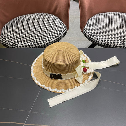 DIOR 26S LACE TRIM STRAW SUN HAT STYLE 197