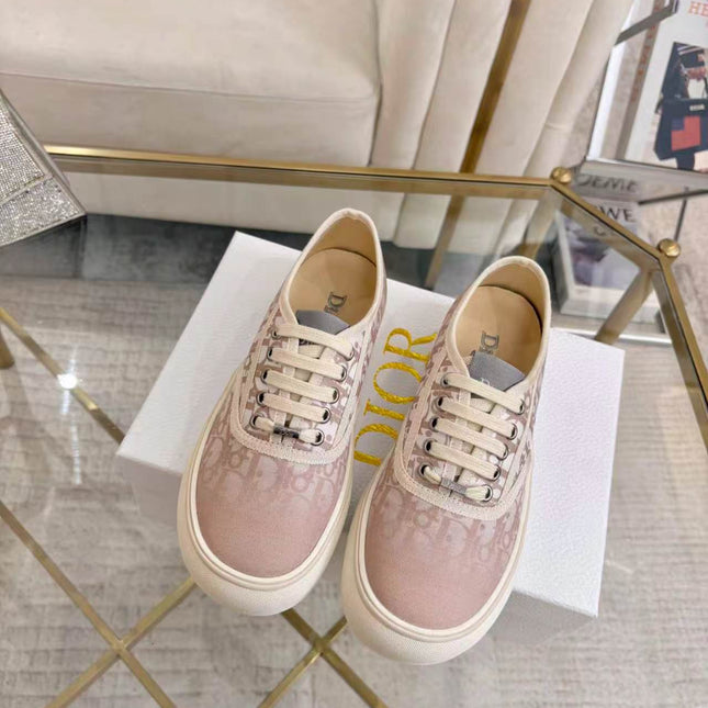 DIOR 26S LOW-TOP SNEAKERS IN LIGHT PINK DIOR OBLIQUE CANVAS