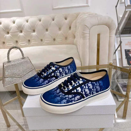 DIOR 26S LOW-TOP SNEAKERS IN BLUE DIOR OBLIQUE CANVAS
