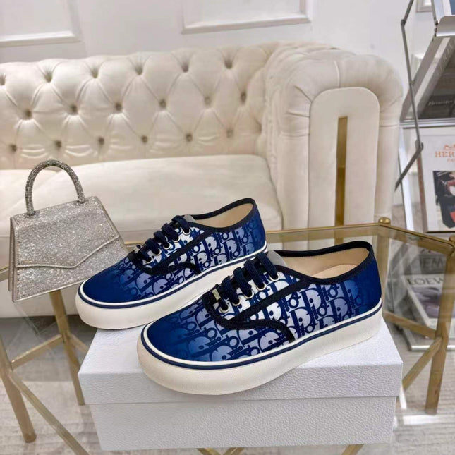 DIOR 26S LOW-TOP SNEAKERS IN BLUE DIOR OBLIQUE CANVAS