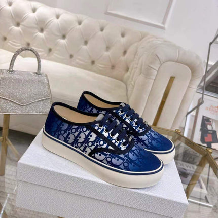 DIOR 26S LOW-TOP SNEAKERS IN BLUE DIOR OBLIQUE CANVAS