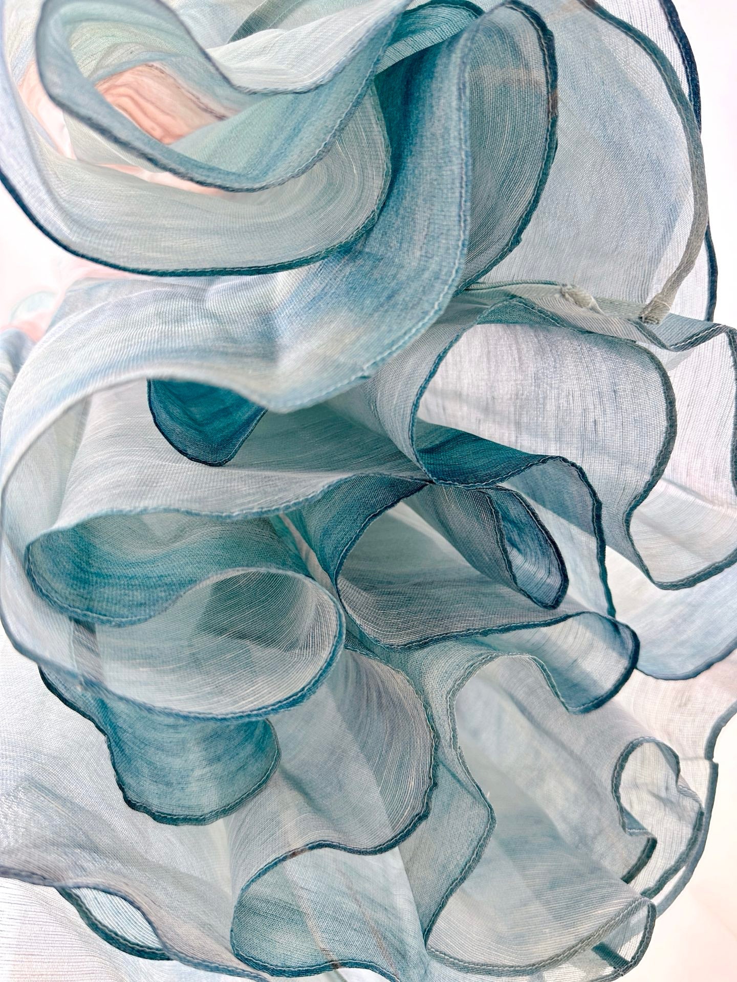 ZIMMER SILK MIDI DRESS IN PASTEL BLUE-GREEN AND LIGHT PURPLE