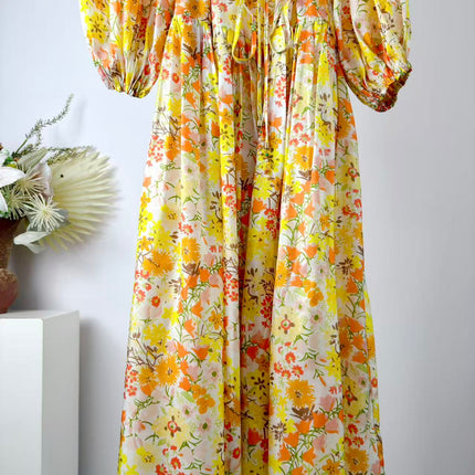ZIMMERMANN 26S DRAWSTRING FLORAL MIDI DRESS 284