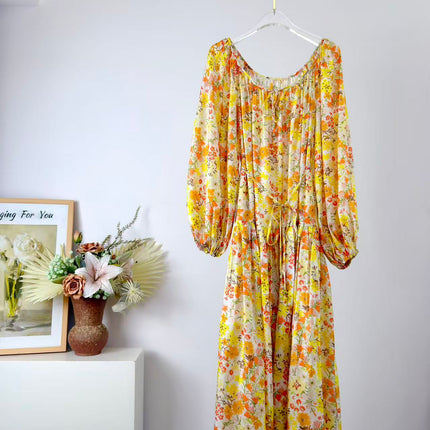 ZIMMERMANN 26S DRAWSTRING FLORAL MIDI DRESS 284