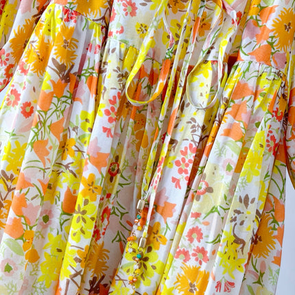 ZIMMERMANN 26S DRAWSTRING FLORAL MIDI DRESS 284