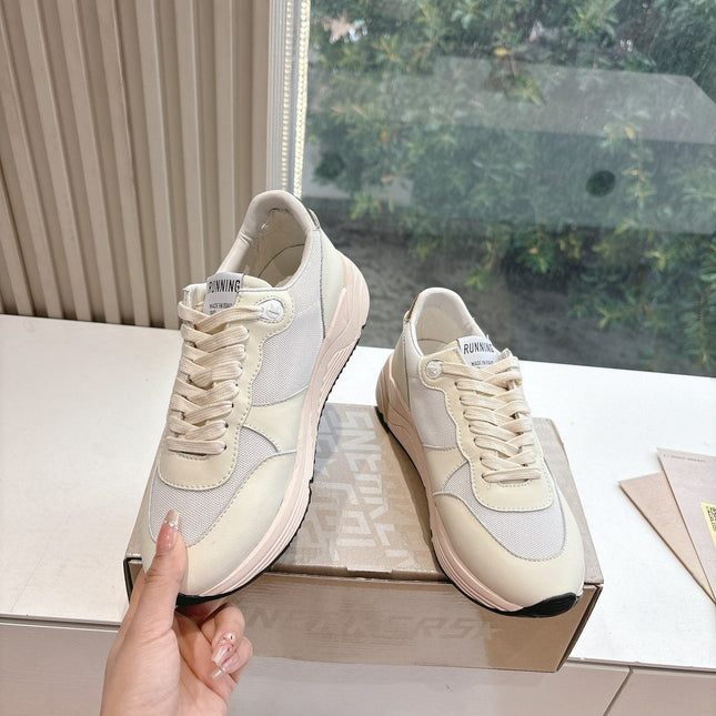 RUNNING SOLE SNEAKERS IN WHITE MESH AND CALFSKIN GOLD STAR