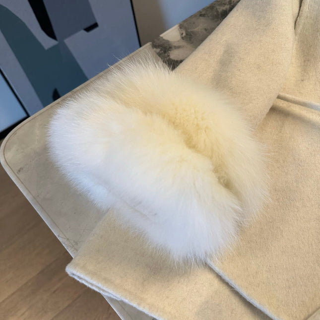 MAX MARA 25S CASHMERE COAT WITH FOX FUR TRIM 204