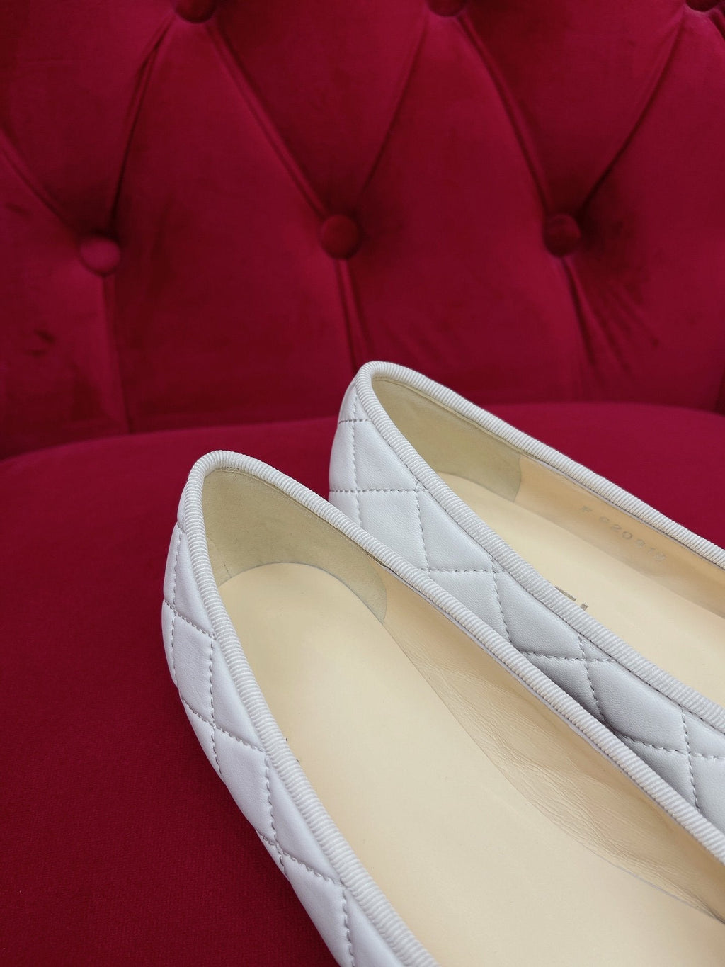 ballet flat black white quilted lambskin