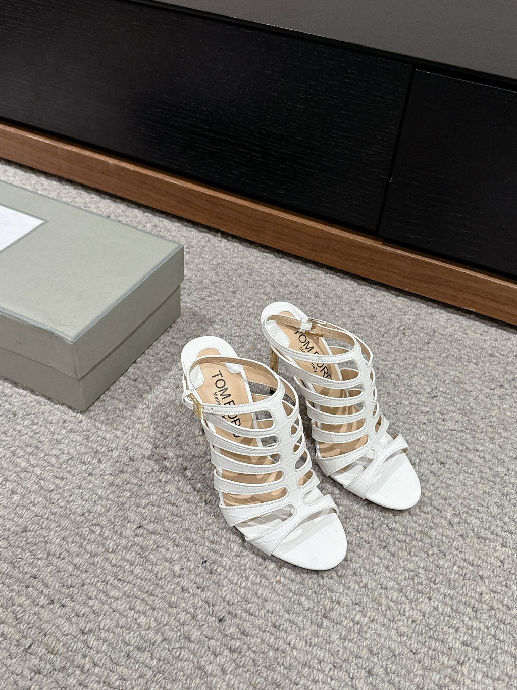 HIGH SANDAL 10 CM IN WHITE CALFSKIN