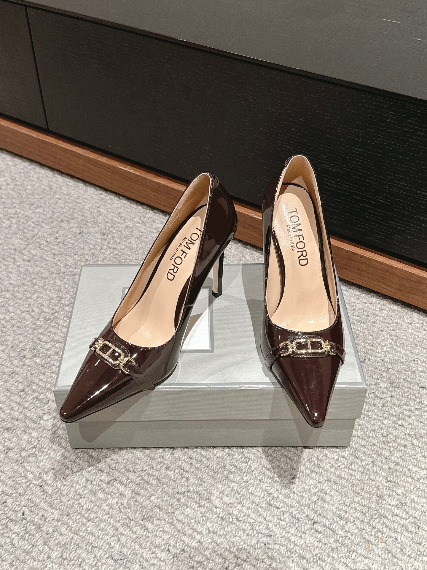 ROMAN HIGH-HEEL 10 CM IN PECAN BROWN CALFSKIN