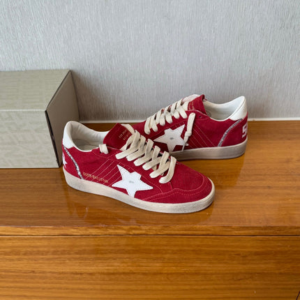 BALL STAR SNEAKERS WHITE STAR IN RED SUEDE AND CALFSKIN