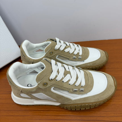 DIOR 26S SNEAKERS IN WHITE AND LIGHT BROWN SUEDE AND FABRIC