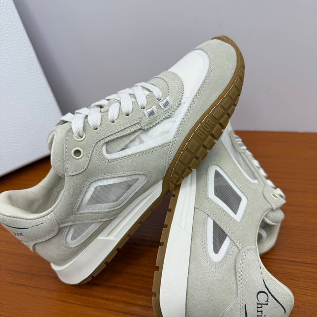 DIOR 26S SNEAKERS IN WHITE AND GRAY SUEDE AND FABRIC