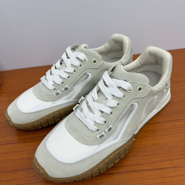 DIOR 26S SNEAKERS IN WHITE AND GRAY SUEDE AND FABRIC