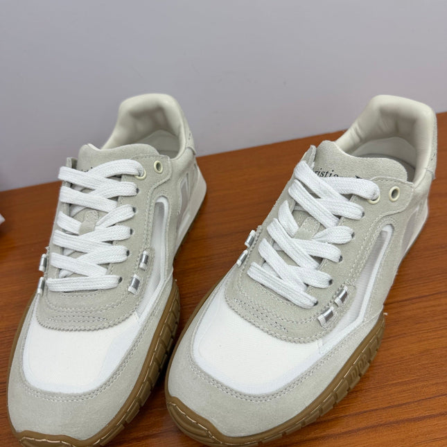 DIOR 26S SNEAKERS IN WHITE AND GRAY SUEDE AND FABRIC