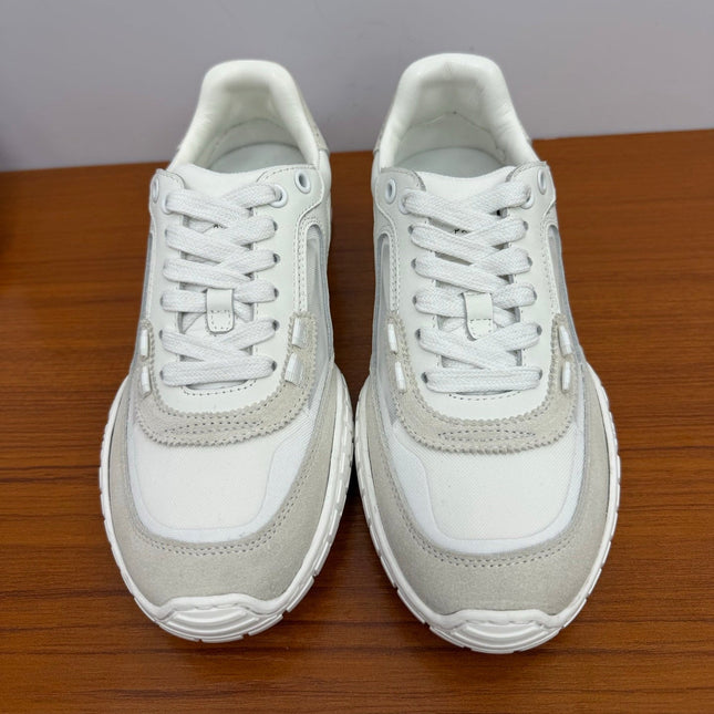 DIOR 26S SNEAKERS IN WHITE AND LIGHT GRAY SUEDE AND CALFSKIN
