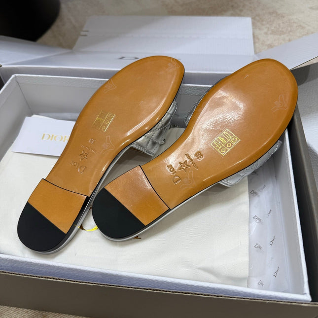 DIOR 26S DWAY CANNAGE SLIDE IN SILVER LAMBSKIN