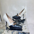 DIOR 26S HIGH HEELS IN BLACK MIX WHITE CROC-EMBOSSED CALFSKIN WITH CHARMS