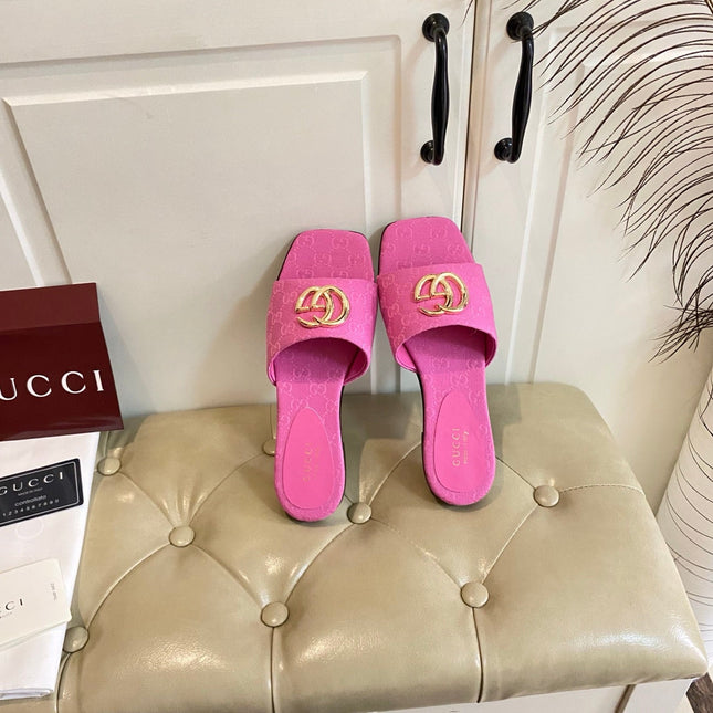 GUCCI 26S SLIDES IN PINK CANVAS